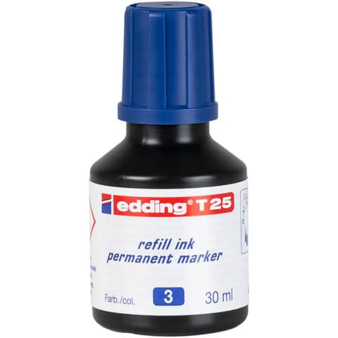 Inchiostro permanente per ricarica edding T 25 blu - 30 ml E-T25 003